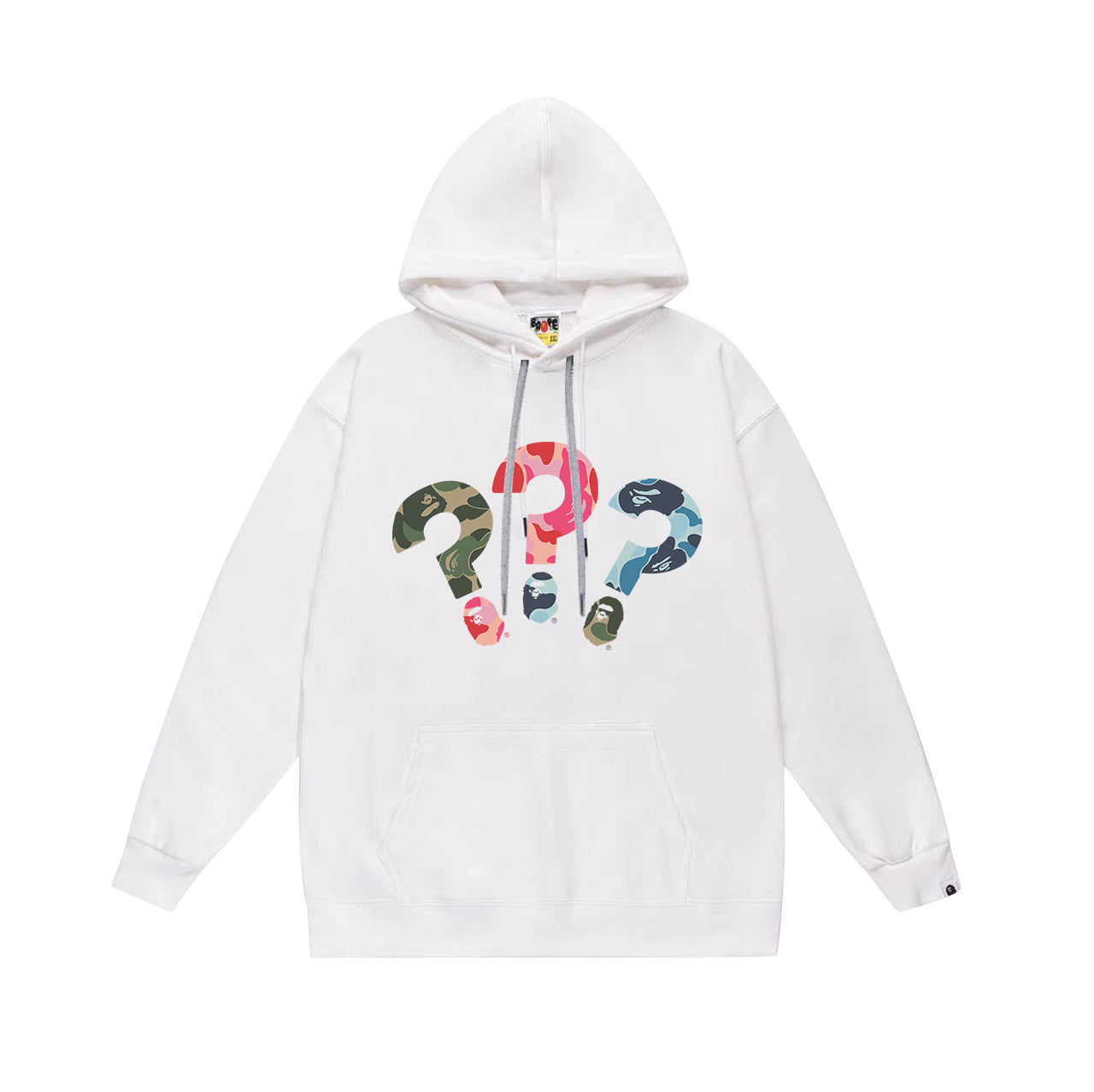 BAPE Multi-Camo Question Mark Graphic Pullover Hoodie
