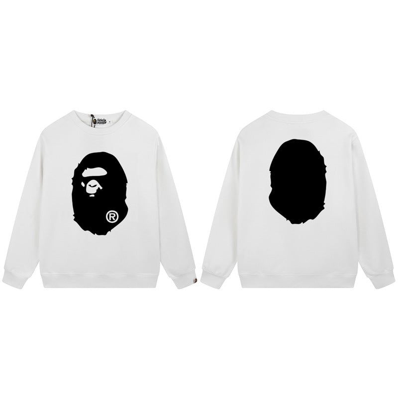 BAPE White Ape Head Logo Graphic Crewneck Sweatshirt