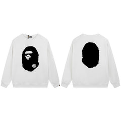 BAPE White Ape Head Logo Graphic Crewneck Sweatshirt