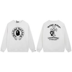 BAPE Black White Graphic Logo Crewneck Sweatshirt