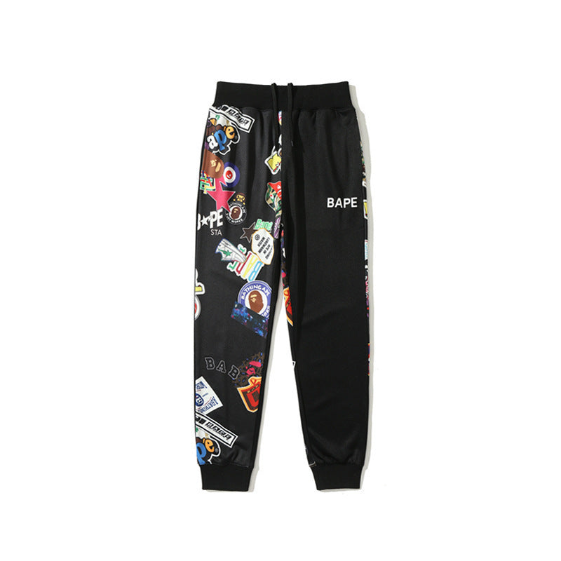 BAPE Shark Head Pants 3D Printed Casual Loose Men's and Women's Sports Casual Sanitary Pants Order Light Mature Casual Mid Waist (13)