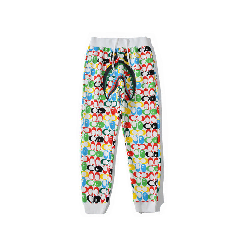 BAPE Shark Head Pants 3D Printed Casual Loose Men's and Women's Sports Casual Sanitary Pants Order Light Mature Casual Mid Waist (8)