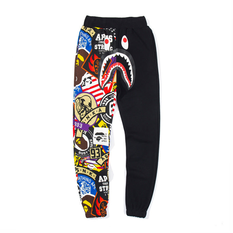 BAPE Red ABC Camo Shark Face Sweatpants