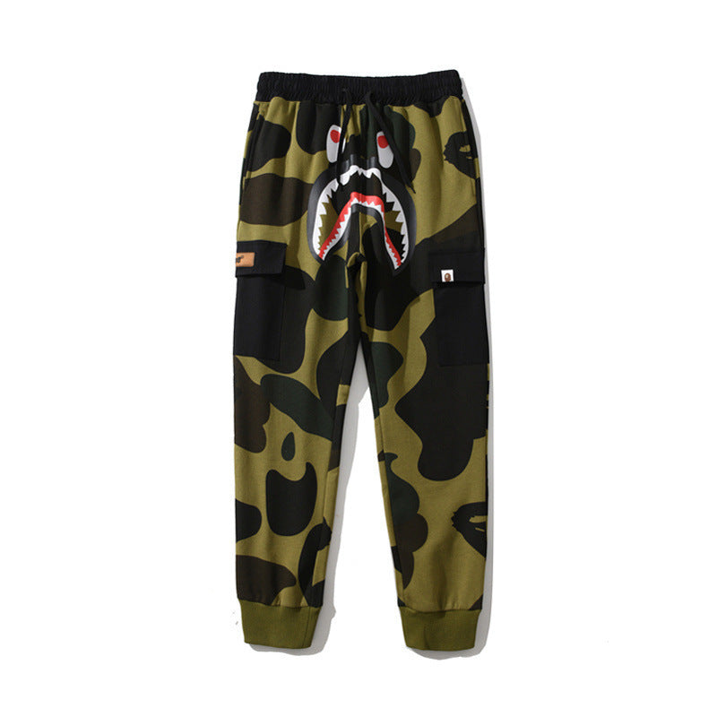 BAPE Shark Head Pants 3D Printed Casual Loose Men's and Women's Sports Casual Sanitary Pants Order Light Mature Casual Mid Waist (15)