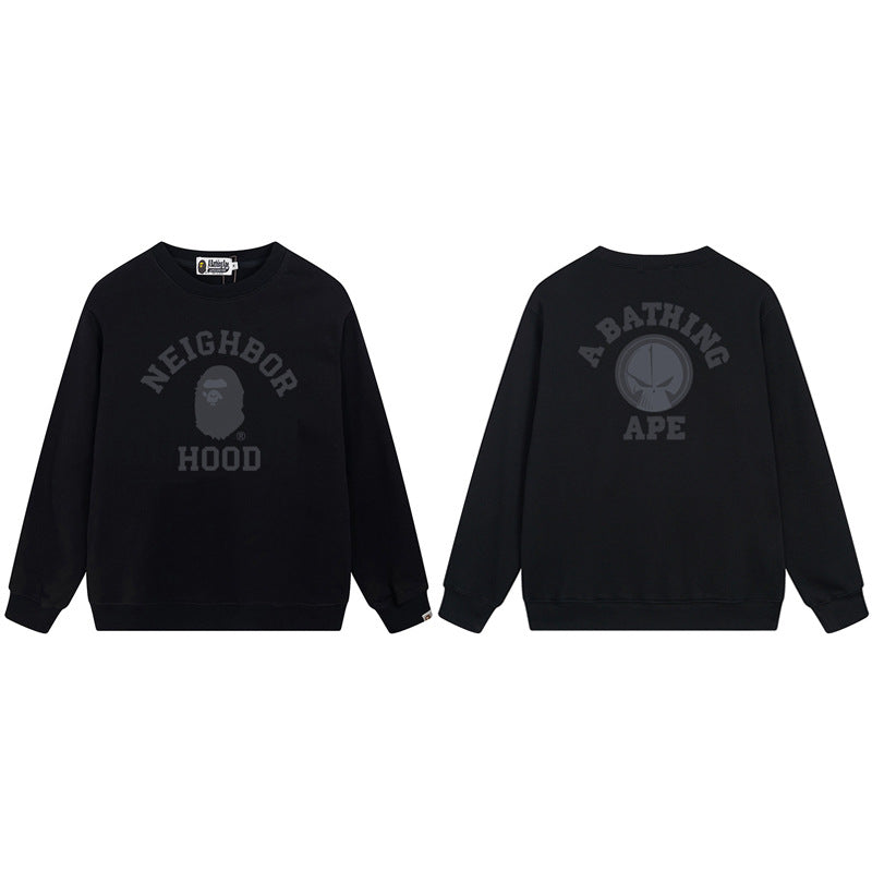 BAPE Neighborhood Ape Logo Graphic Crewneck Sweatshirt
