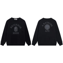 BAPE Neighborhood Ape Logo Graphic Crewneck Sweatshirt