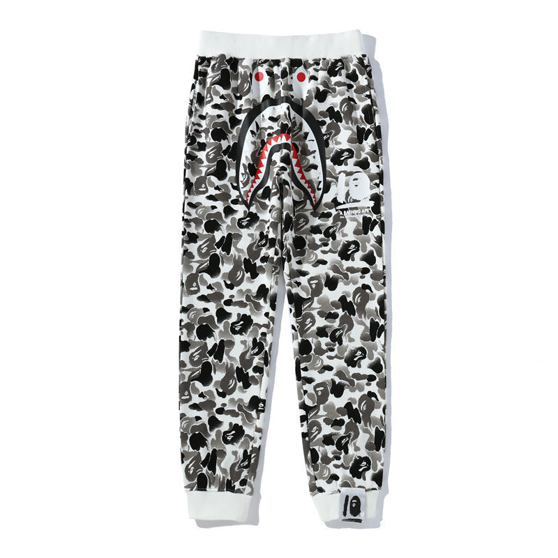 BAPE Shark Head Pants 3D Printed Casual Loose Men's and Women's Sports Casual Sanitary Pants Order Light Mature Casual Mid Waist (4)