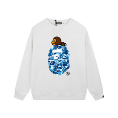 BAPE x Baby Milo Blue ABC Camo APE Head Crewneck Sweatshirt