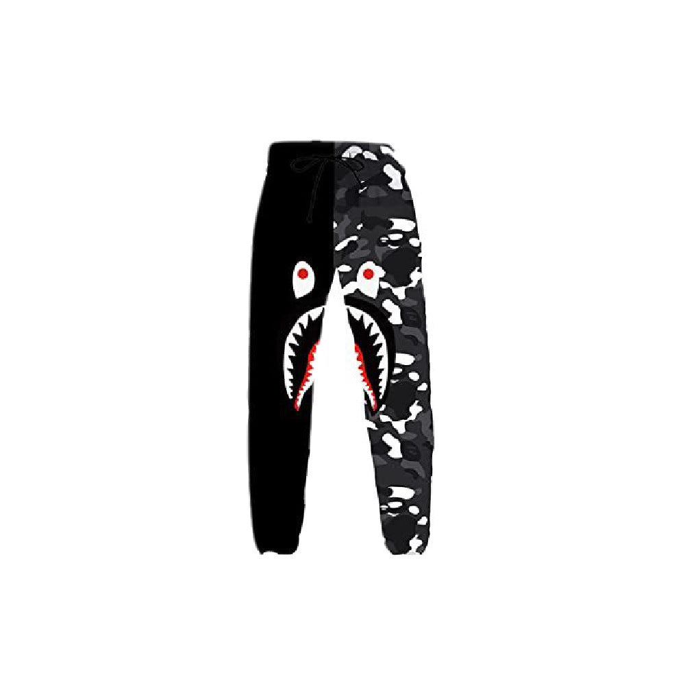 BAPE Shark Head Pants 3D Printed Casual Loose Men's and Women's Sports Casual Sanitary Pants Order Light Mature Casual Mid Waist (12)