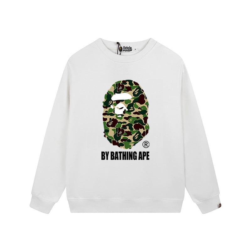 BAPE Green Camo Ape Head Graphic Crewneck Sweatshirt