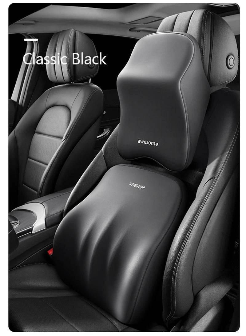 Ergonomic Memory Foam Car Neck & Lumbar Support Pillow Cushion Set