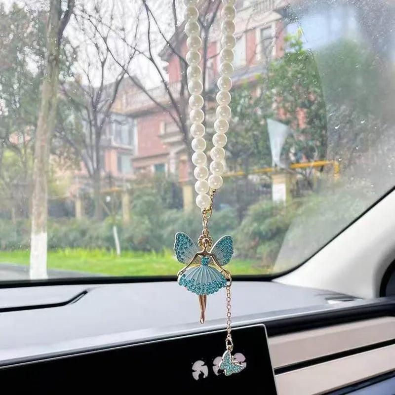 Diamond Crystal Angel Girl Rearview Mirror Pendant Car Interior