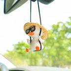 Swing Duck Straw Hat Car Pendant Rearview Mirror Hanging Ornament