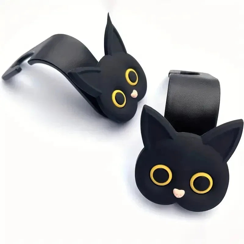 Universal 2pcs 3D Cat Car Seat Headrest Hooks - Vehicle Storage