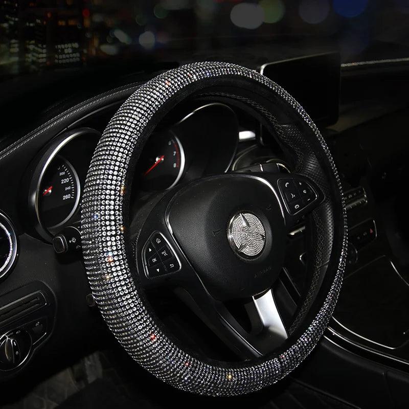 38cm Rhinestone Steering Wheel Cover O-Type Diamond Bling M Size