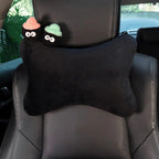 Ice Silk Mesh Car Headrest Pillow - Cute Cartoon Coal Ball Neck Support