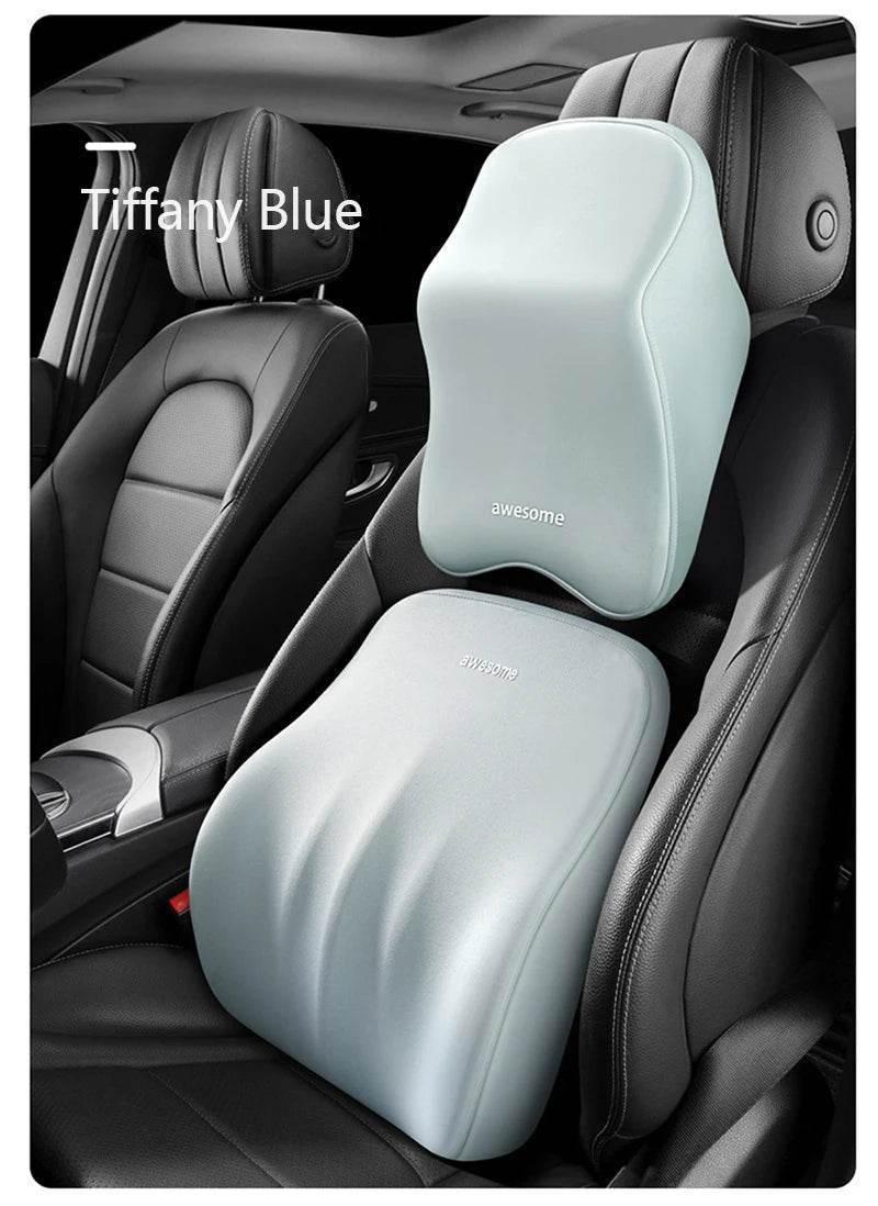 Ergonomic Memory Foam Car Neck & Lumbar Support Pillow Cushion Set