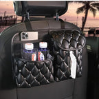 Rhinestone Crown Leather Car Seat Organizer Storage Bag Tissue Holder