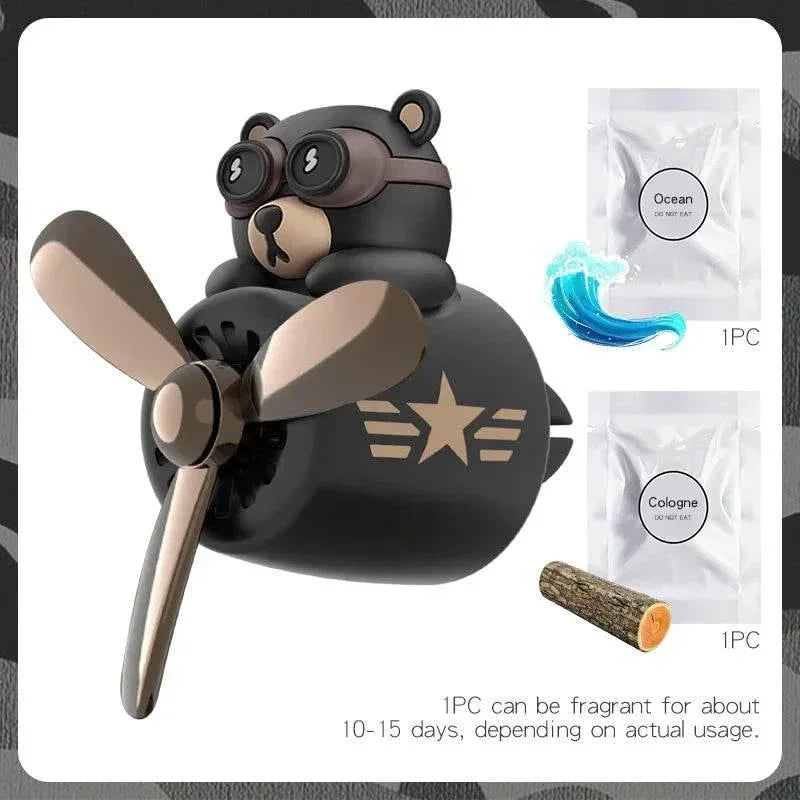 Pilot Bear Car Air Freshener – Rotating Vent Clip Diffuser