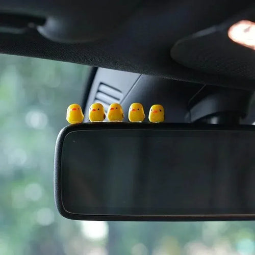 5pcs Mini Duck Car Ornaments – Dashboard & Rearview Mirror