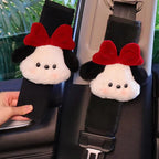 Cartoon Bow Dog Seatbelt Cover Cushion Pad - Kids Ladies Auto Safety