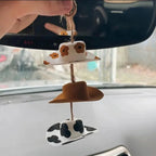 Mini Cowboy Hat Car Rearview Mirror Pendant Charm Interior Ornament