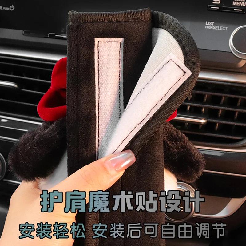 Cartoon Bow Dog Seatbelt Cover Shoulder Pad Car Safety Harness
