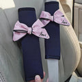 2pcs Pink Bow Tie Seat Belt Shoulder Pad Covers Car Interior