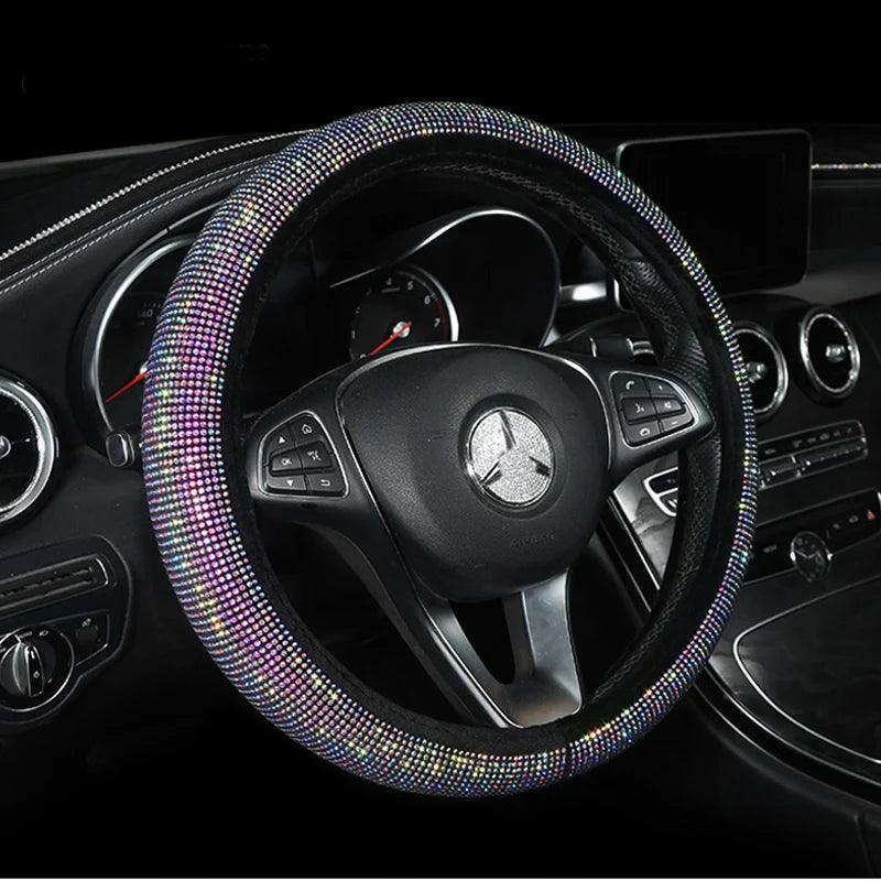 38cm Rhinestone Steering Wheel Cover O-Type Diamond Bling M Size