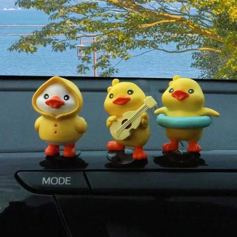 3/6pcs Yellow Duck Resin Car Dashboard Ornaments Interior Decor