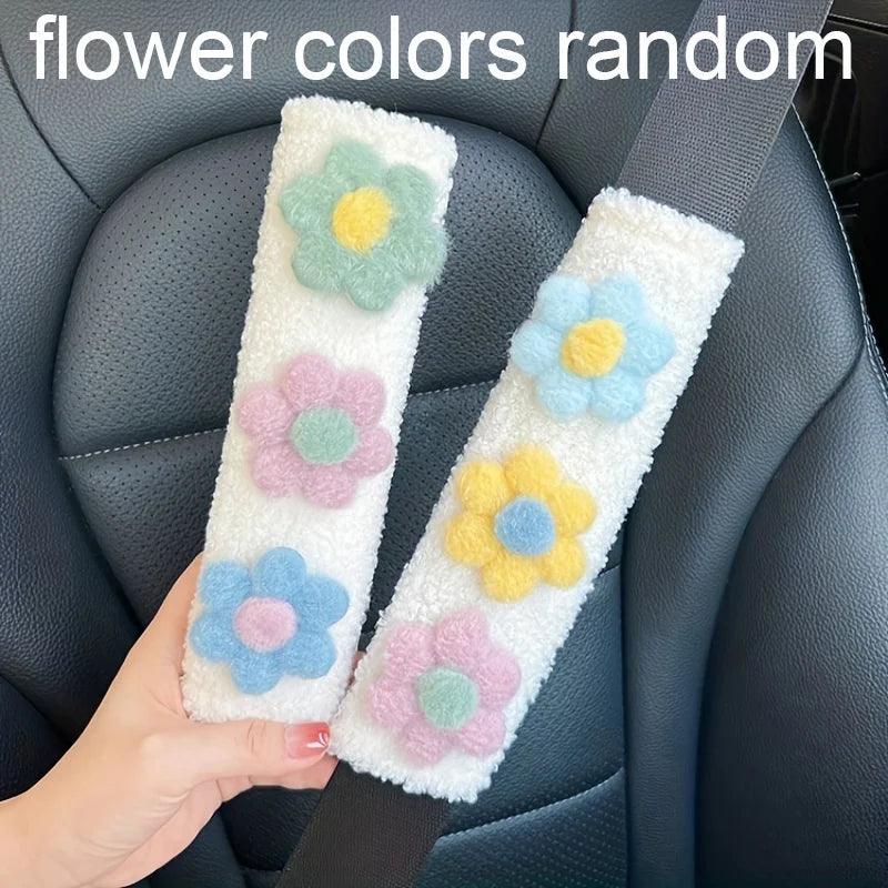 Car Seat Belt Shoulder Pads 2pcs Floral Anti-Strangle Protective