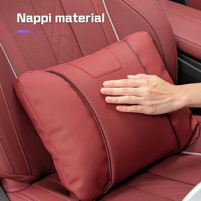 Land Rover Leather Car Neck Pillow & Lumbar Support