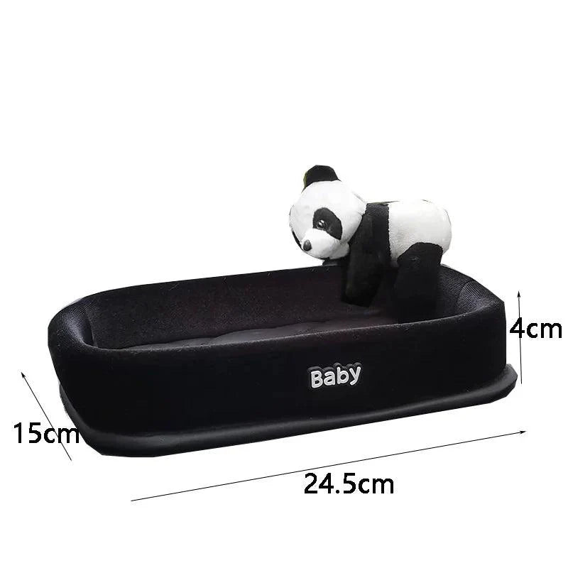 Panda Plush Car Armrest Storage Box Console Organizer Phone Holder