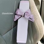 2pcs Pink Bow Tie Seat Belt Shoulder Pad Covers Car Interior