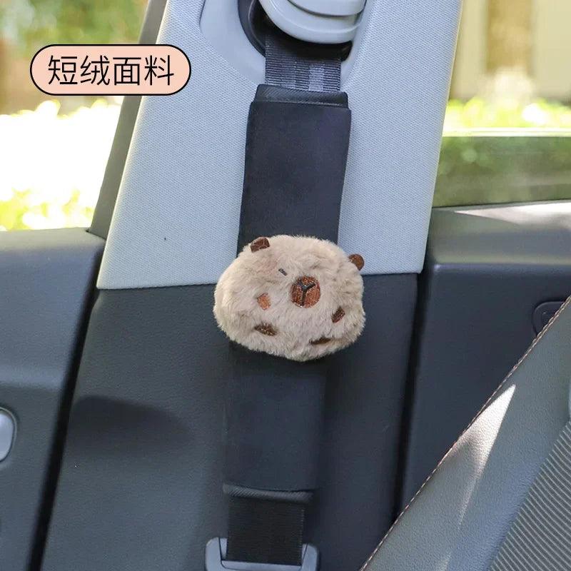 2pcs Cute Capybara Plush Car Seat Belt Shoulder Pad Covers