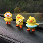 3/6pcs Yellow Duck Resin Car Dashboard Ornaments Interior Decor