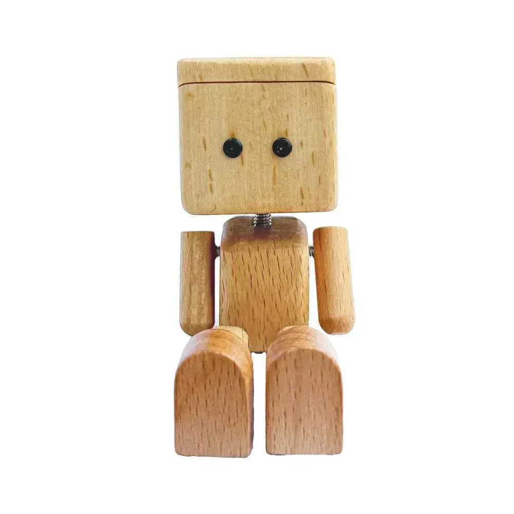 Wooden Leg-Shaking Car Ornament – Cute Robot Fragrance Doll