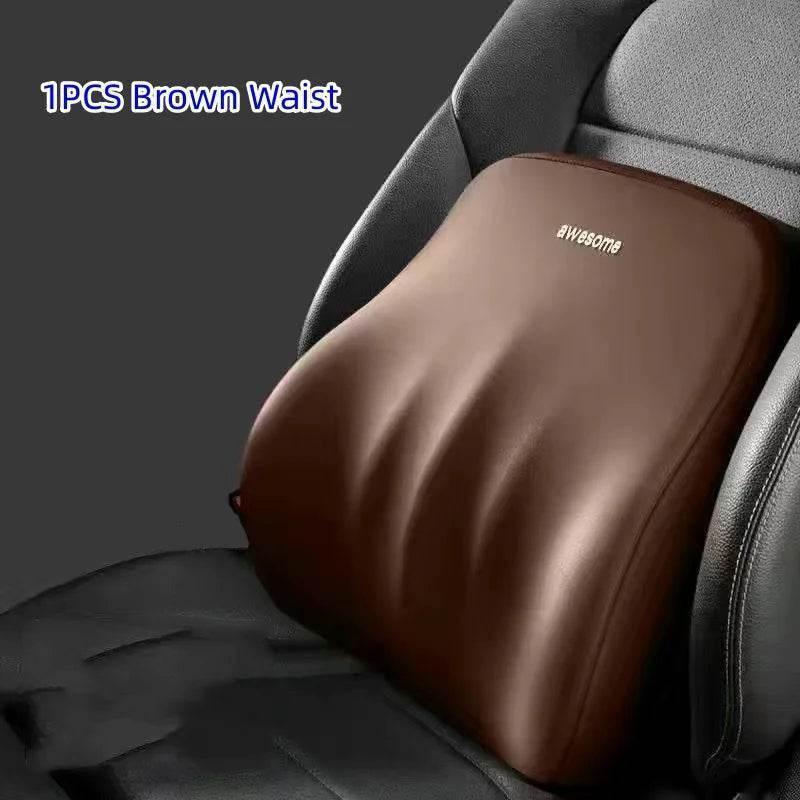 Ergonomic Memory Foam Car Neck & Lumbar Support Pillow Cushion Set