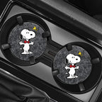 Snoopy Felt Car Cup Holder Coasters - Anti-Slip Universal Pads
