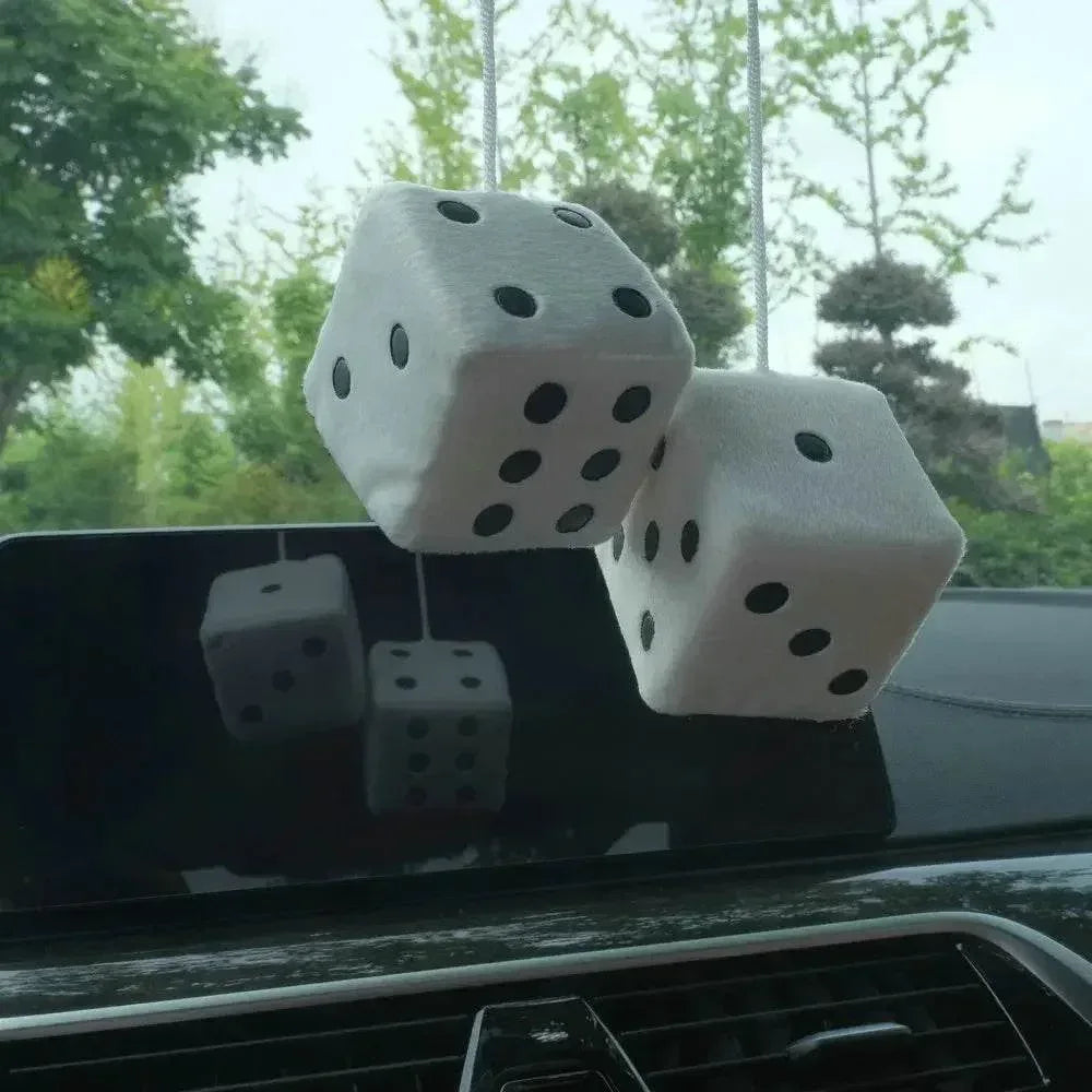 Fuzzy Dice Car Mirror Hanging Decoration