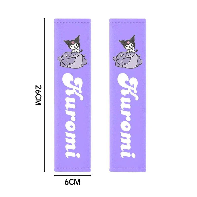 Kawaii Kuromi Car Seat Belt Covers - Universal Comfort Pads Auto