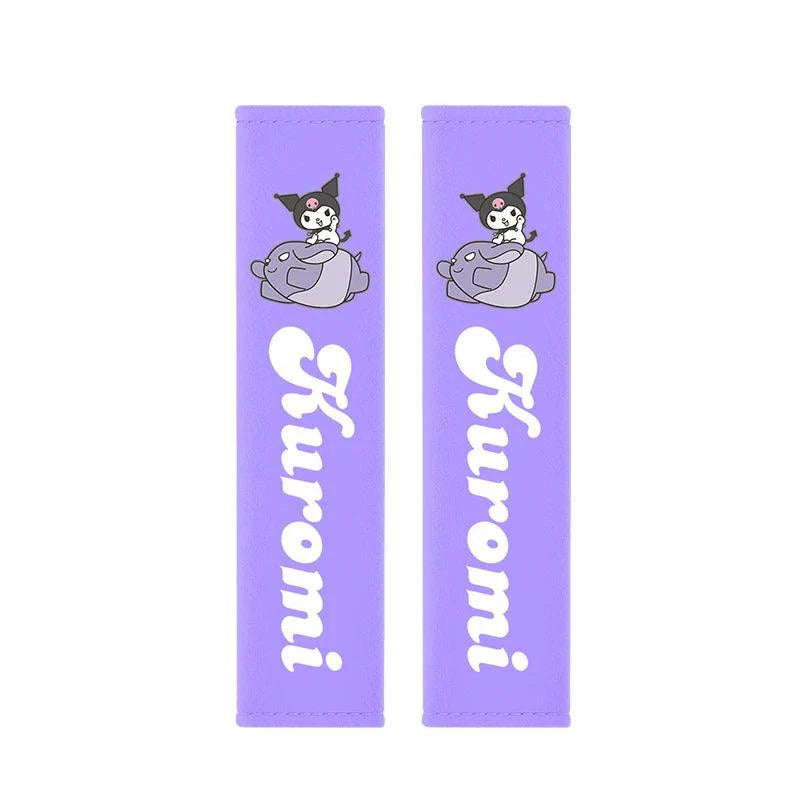 Kawaii Kuromi Car Seat Belt Covers - Universal Comfort Pads Auto
