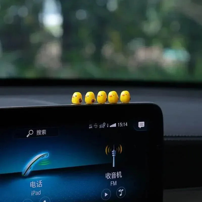 5pcs Mini Duck Car Ornaments – Dashboard & Rearview Mirror