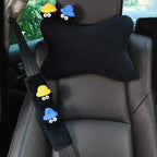 Ice Silk Mesh Car Headrest Pillow - Cute Cartoon Coal Ball Neck Support