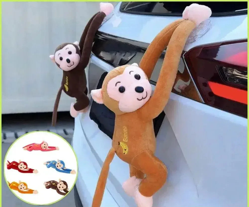 Long Arm Gibbon Monkey Plush Car Pendant – Hanging Stuffed Animal Accessory with Quick Release