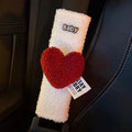 Red Heart Plush Car Seat Belt Shoulder Pad Cover - Soft Comfort