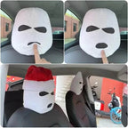 3-Hole Funny Car Seat Headrest Cover – Full Face Ski Mask Design
