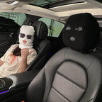 3-Hole Funny Car Seat Headrest Cover – Full Face Ski Mask Design