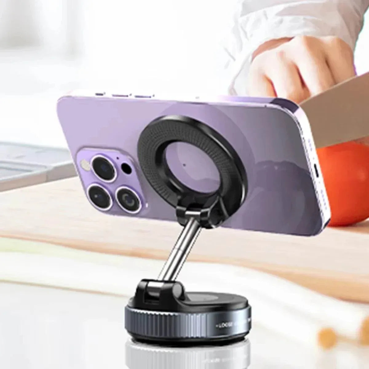 360° Magnetic Car Phone Holder – Vacuum Suction Mount