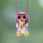 Pink Anime Duck Car Mirror Pendant - Cute Swing Ornament Auto Decor